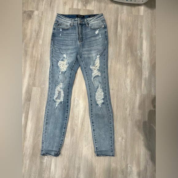 Judy Blue Denim - Judy Blue Light Blue Distressed Skinny Jeans